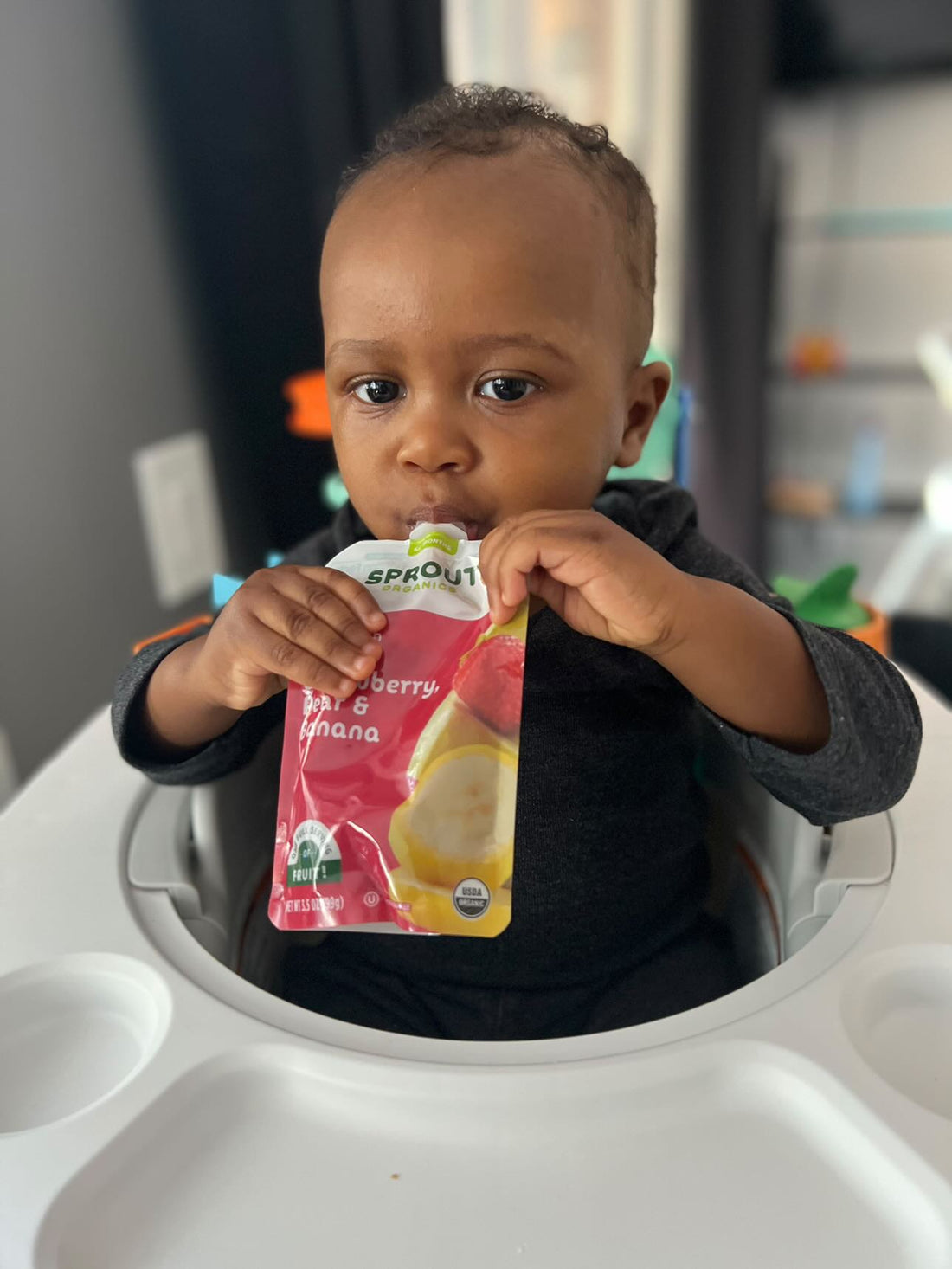 Sprout Strawberry Pear Banana Pouch for Breakfast!