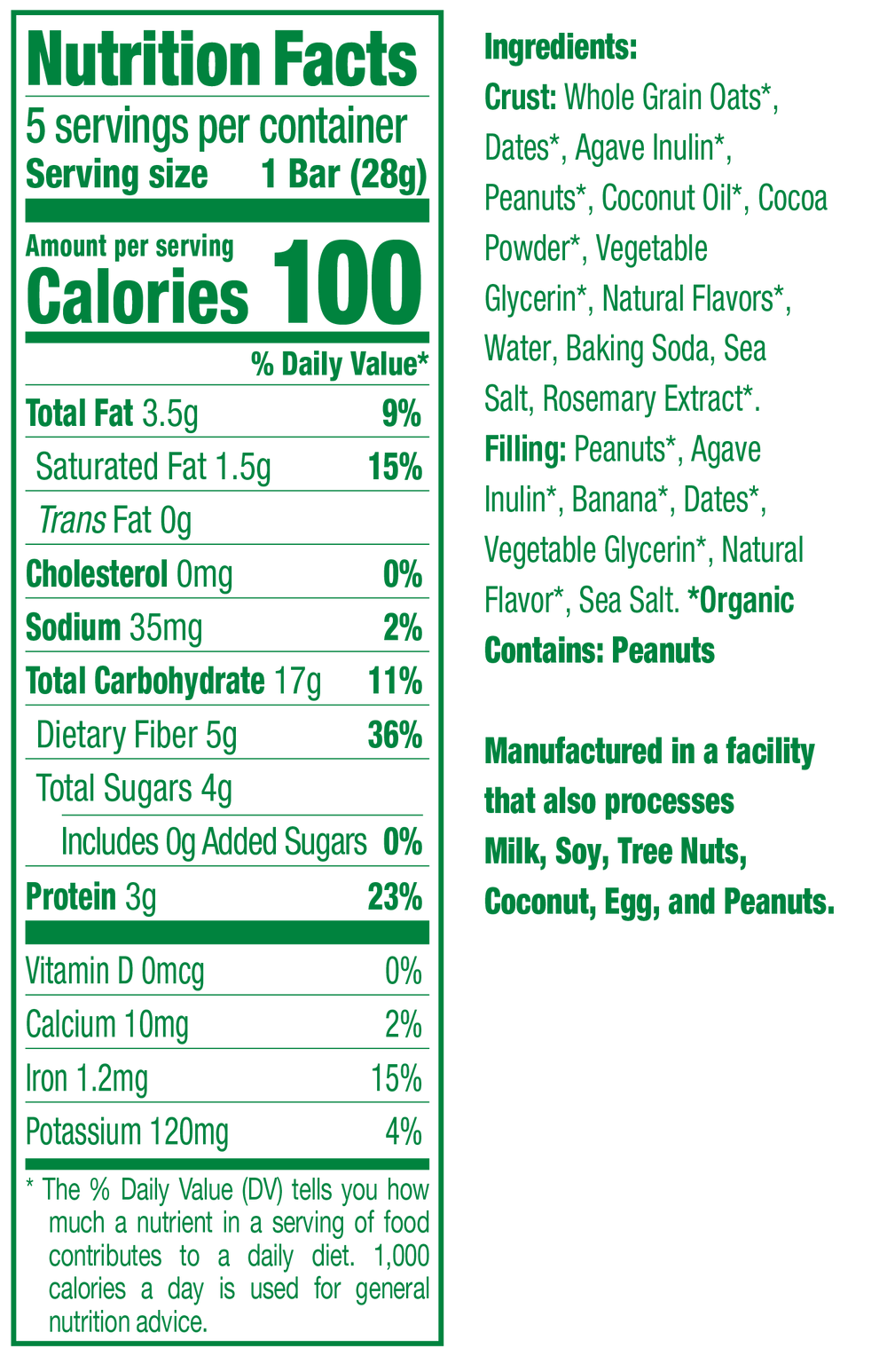 ChocoYayz Nutrition Fact Panel