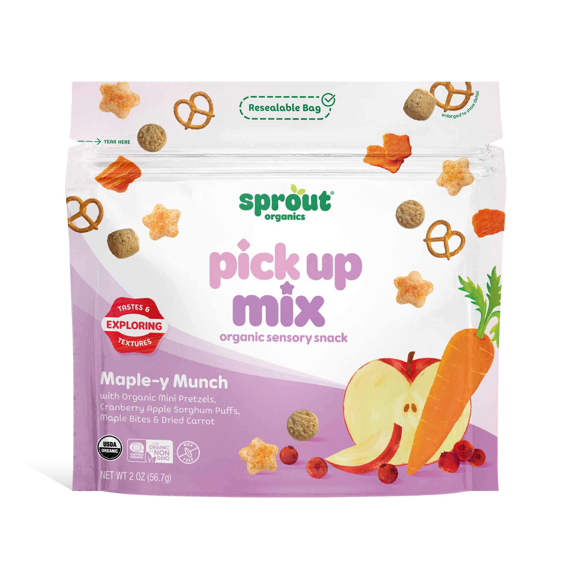 Sprout Organics pick up mix snack package on a white background